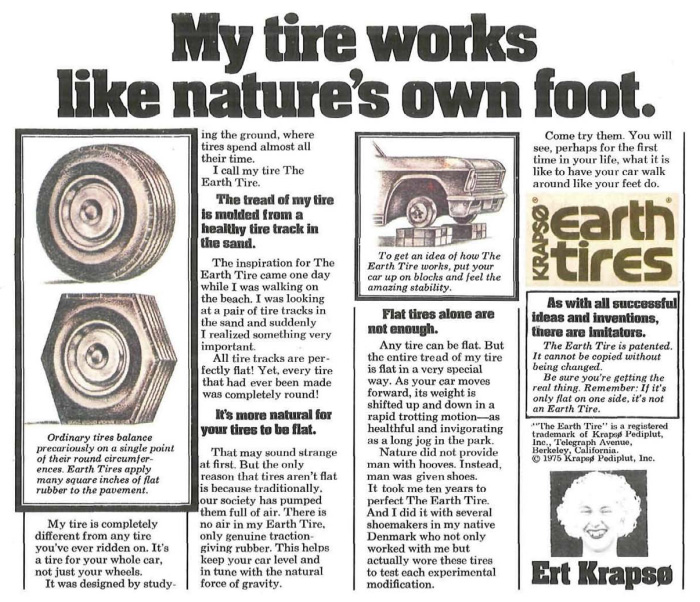 Earth Shoe magazine ad (1974) National Lampoon parody